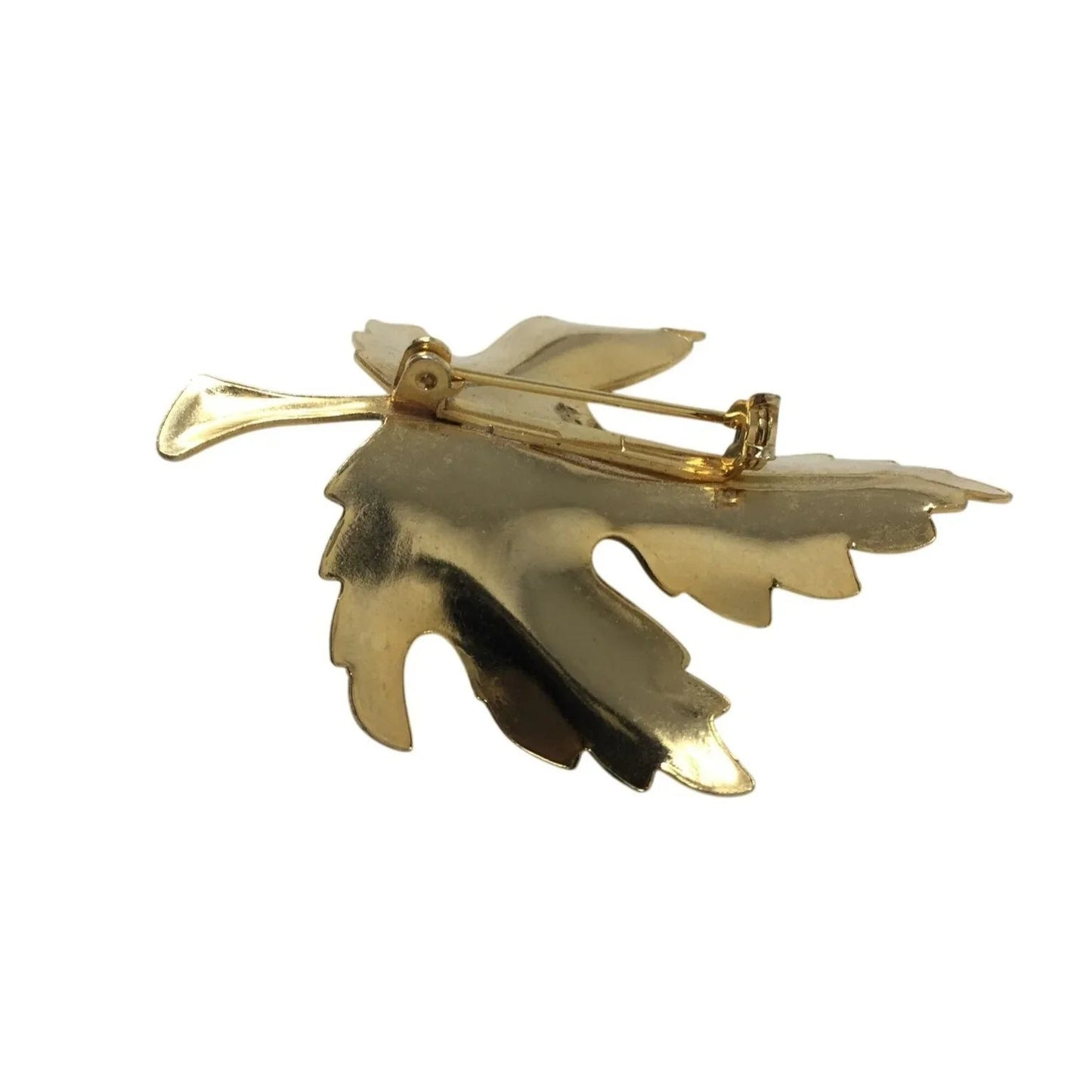 Vintage Gold Tone Green Leaf Brooch Pin - A+ Stuff - Brooch - A+ Stuff