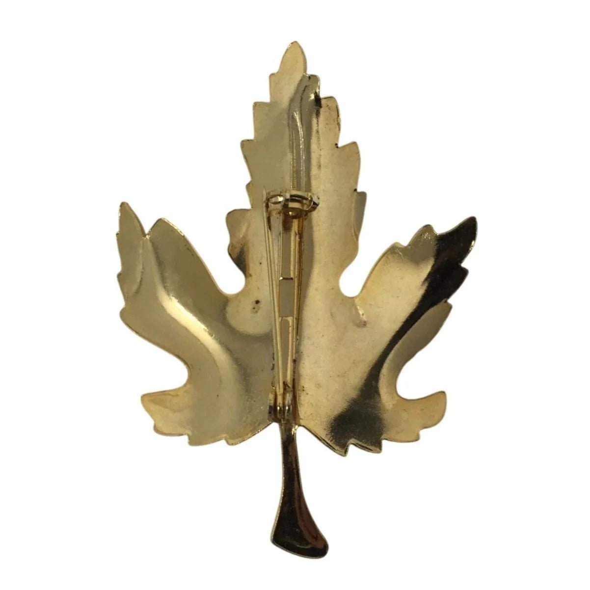 Vintage Gold Tone Green Leaf Brooch Pin - A+ Stuff - Brooch - A+ Stuff