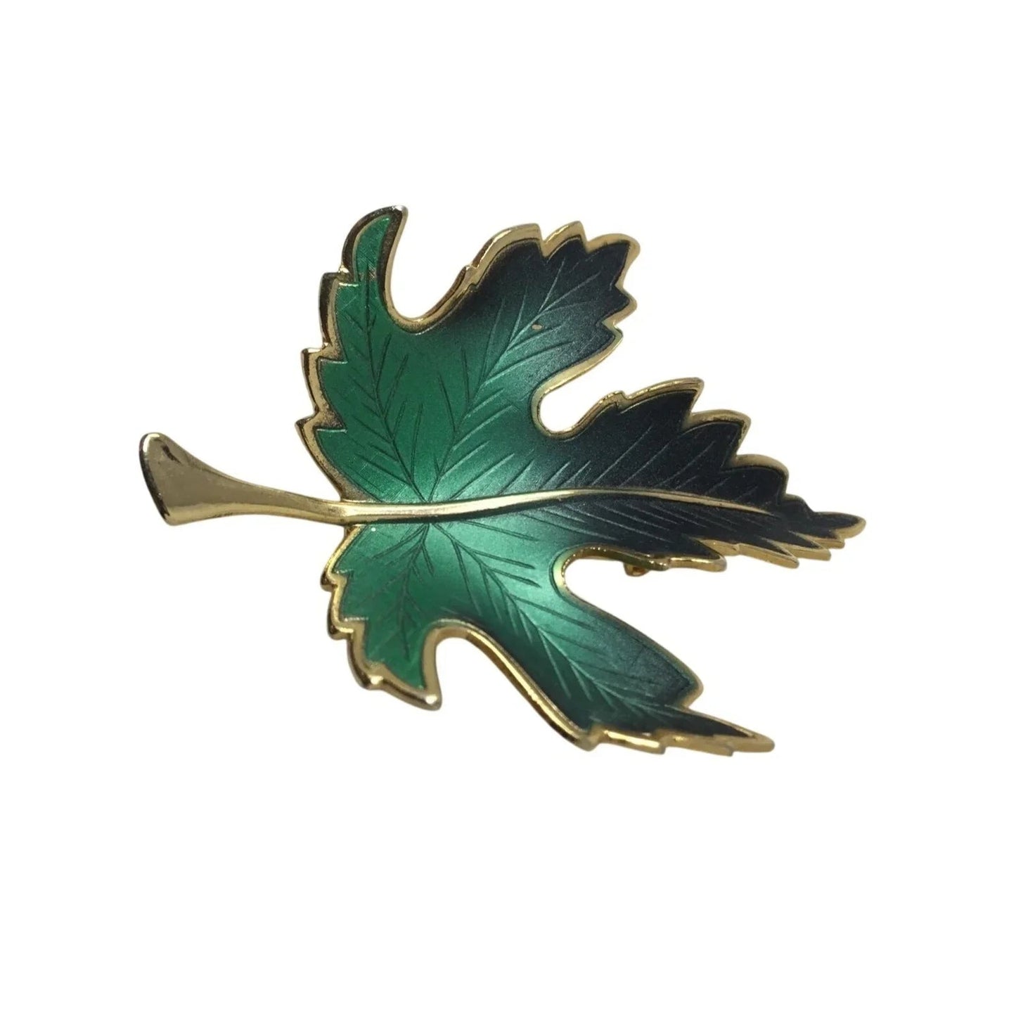 Vintage Gold Tone Green Leaf Brooch Pin - A+ Stuff - Brooch - A+ Stuff