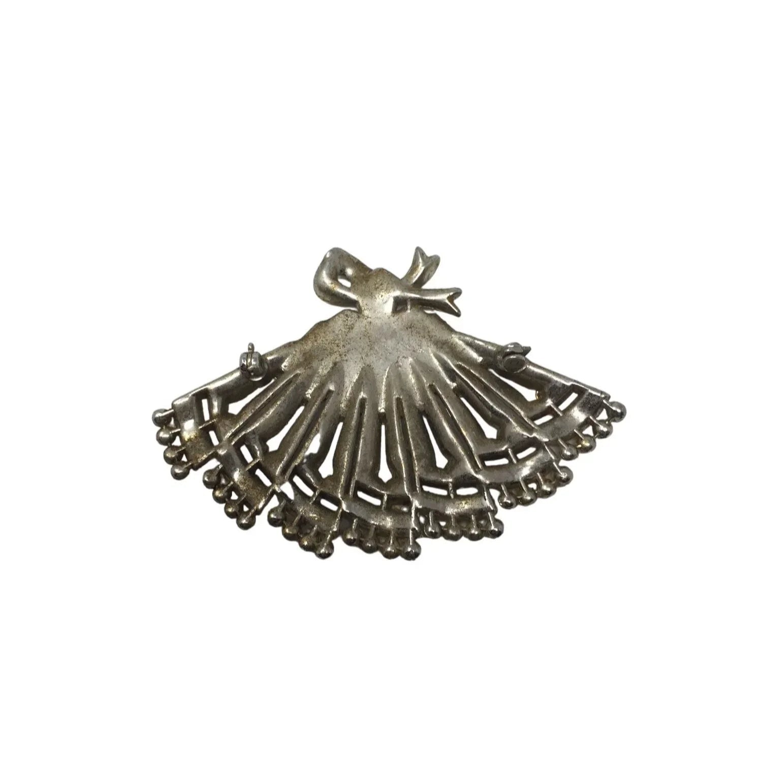Vintage Gold tone Holiday Fan Brooch Pin (Missing Pin) - 2.5x2 inches - A+ Stuff - Brooch - A+ Stuff