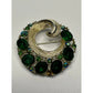 Vintage Gold Tone Lisner Wreath Brooch with Green Rhinestones - lisner - Brooch - A+ Stuff