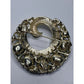 Vintage Gold Tone Lisner Wreath Brooch with Green Rhinestones - lisner - Brooch - A+ Stuff