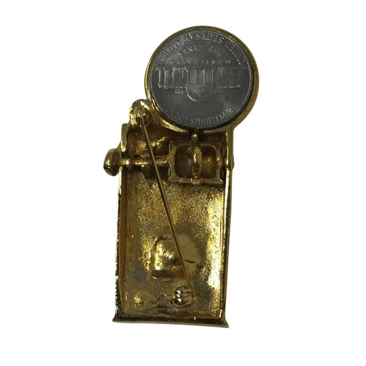 Vintage Gold Tone Nickle Casino Slot Machine Brooch Pin - A+ Stuff - pin - A+ Stuff