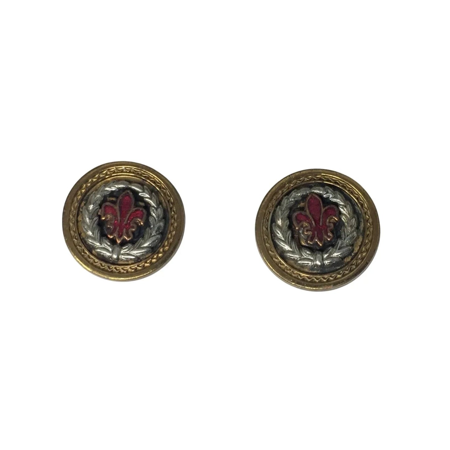 Vintage Gold tone & Red Fleur de Lis Clip on Earrings - A+ Stuff - Earrings - A+ Stuff