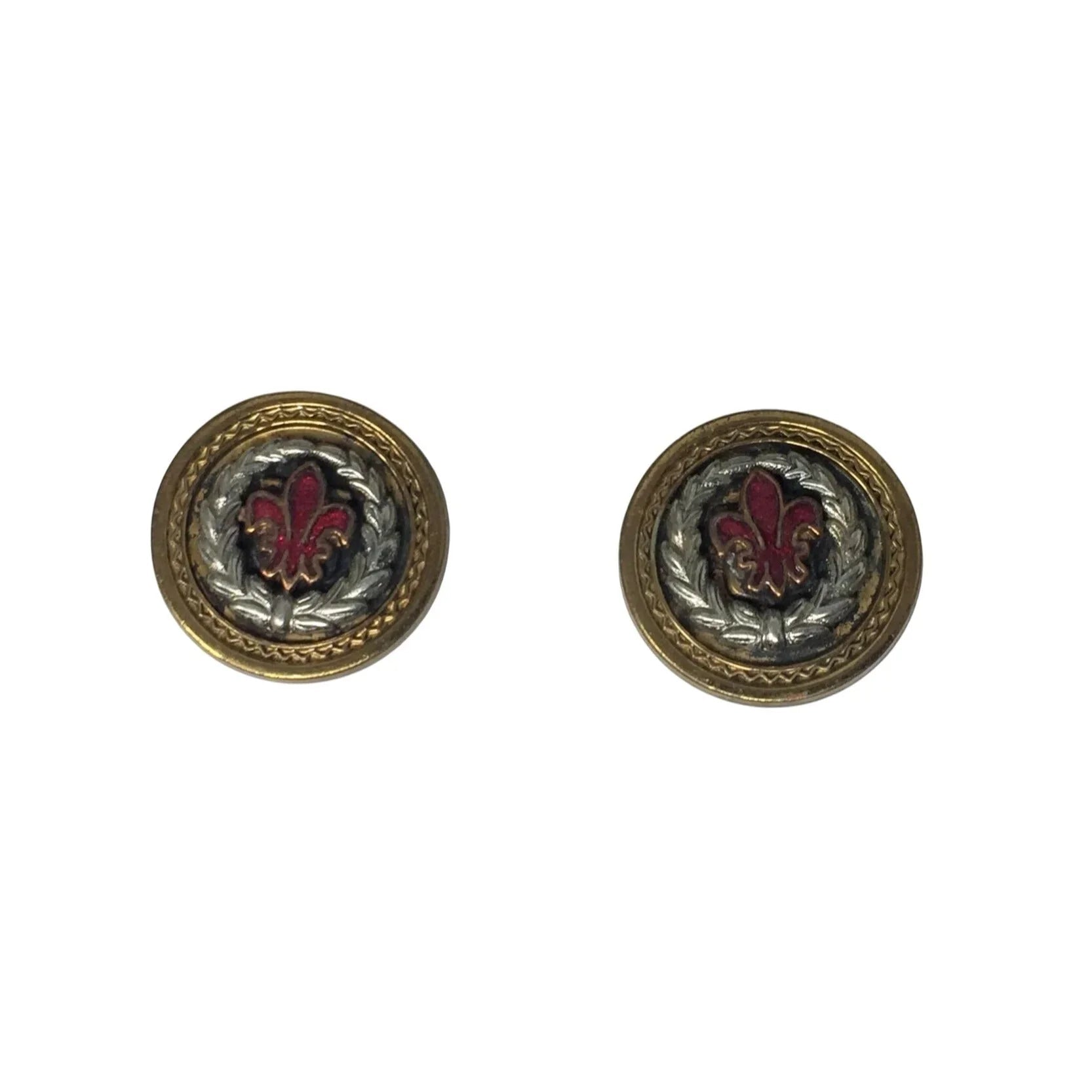 Vintage Gold tone & Red Fleur de Lis Clip on Earrings - A+ Stuff - Earrings - A+ Stuff