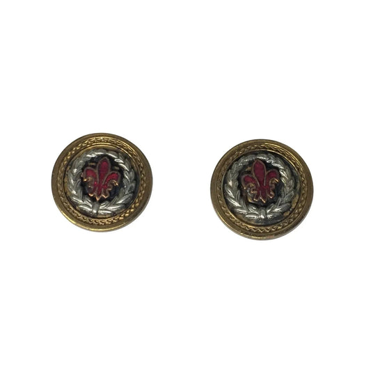 Vintage Gold tone & Red Fleur de Lis Clip on Earrings - A+ Stuff - Earrings - A+ Stuff