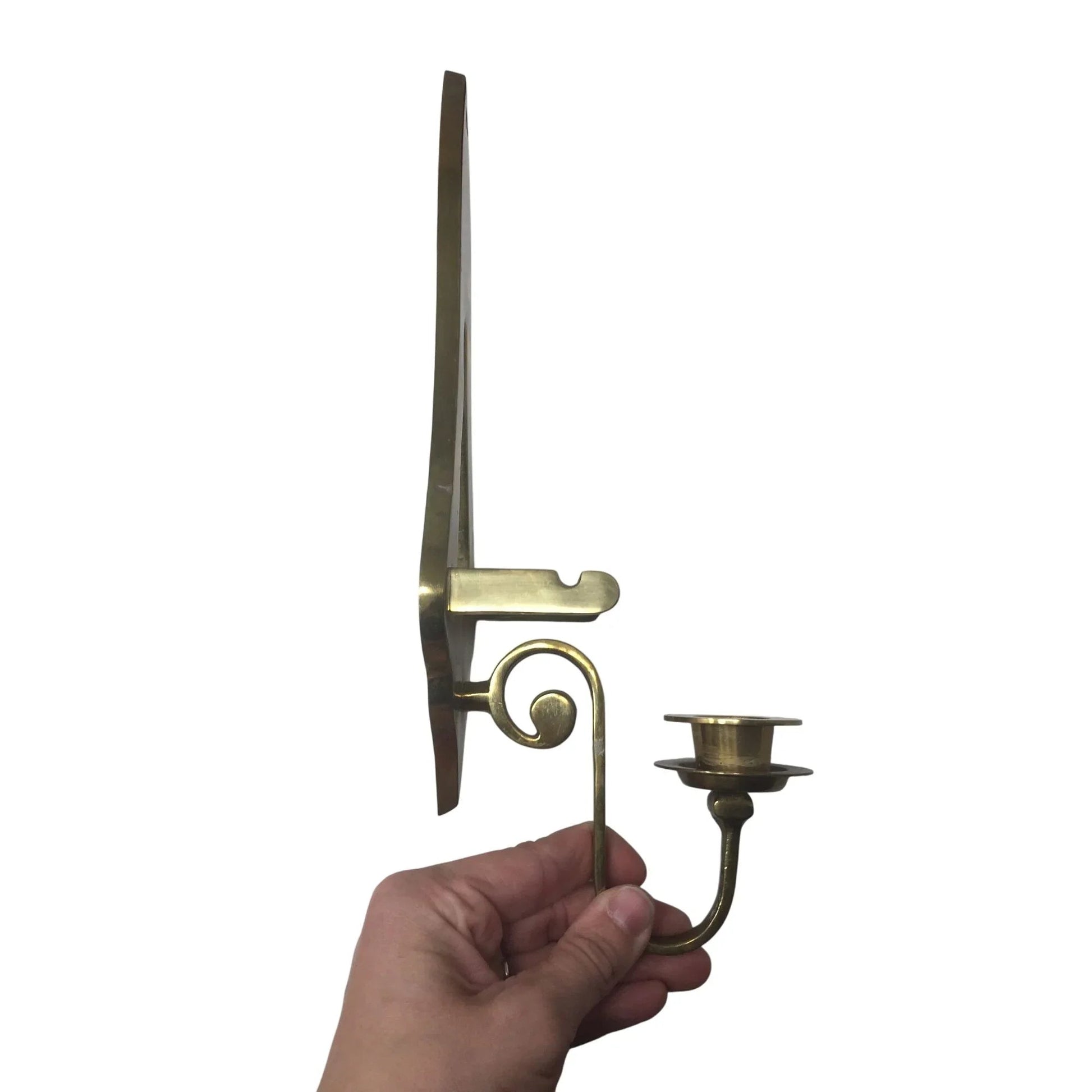 Vintage Gold tone Solid Brass Wall Plate Holder Candle Sconce - A+ Stuff - Candle Holders - A+ Stuff