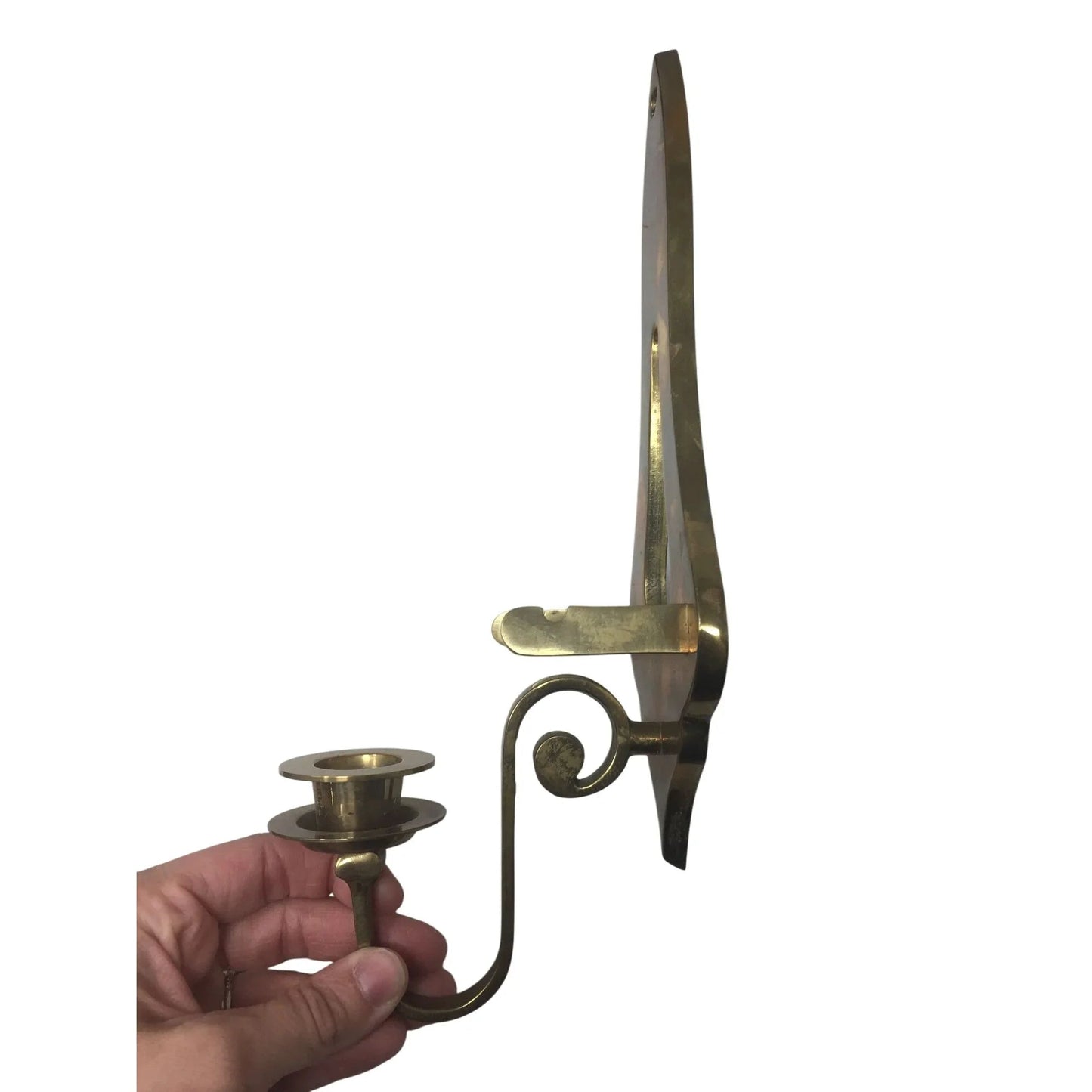 Vintage Gold tone Solid Brass Wall Plate Holder Candle Sconce - A+ Stuff - Candle Holders - A+ Stuff