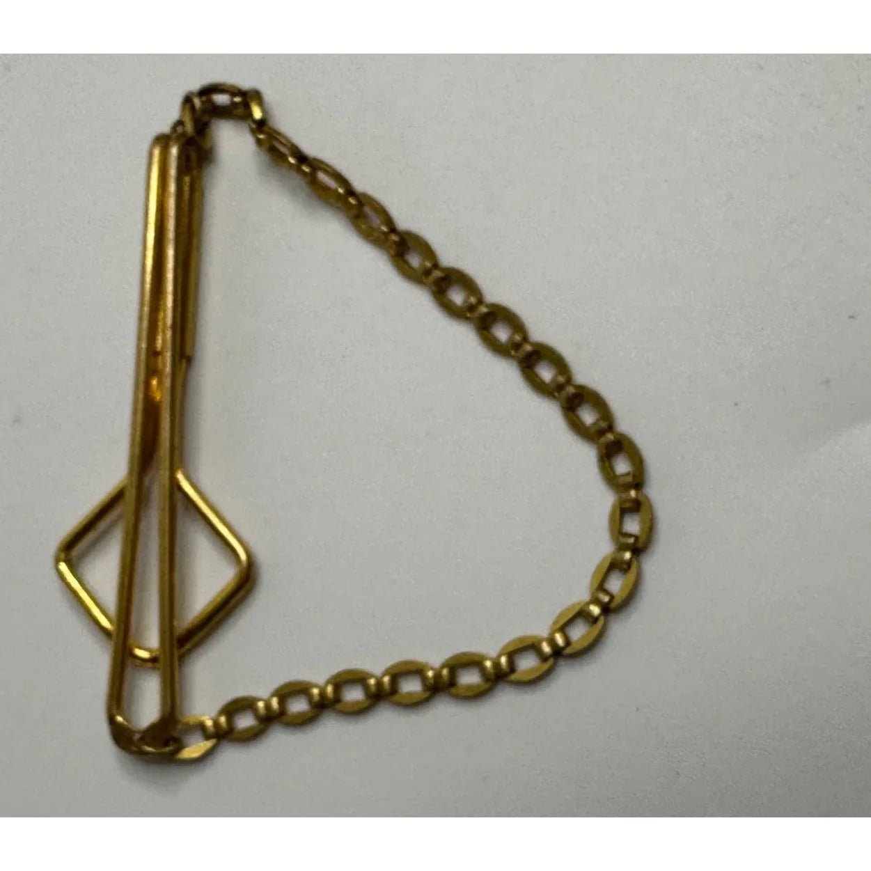 Vintage Gold Tone Square Link Box Chain SWANK Tie Bar Clip - A+ Stuff - Tie Pin - A+ Stuff