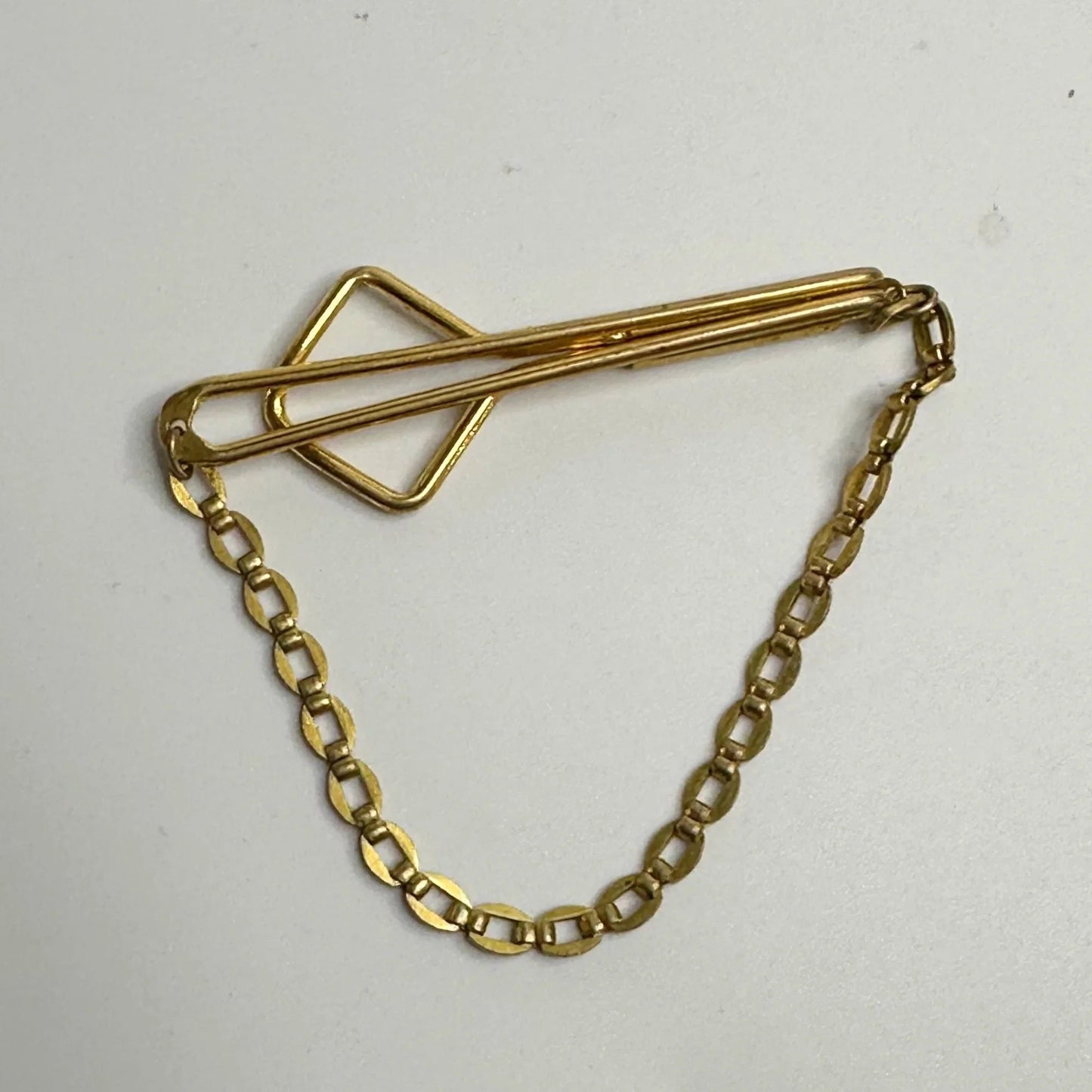 Vintage Gold Tone Square Link Box Chain SWANK Tie Bar Clip - A+ Stuff - Tie Pin - A+ Stuff