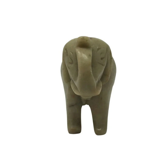 Vintage Hand Carved Miniature Elephant with its Trunk Up Figurine - A+ Stuff