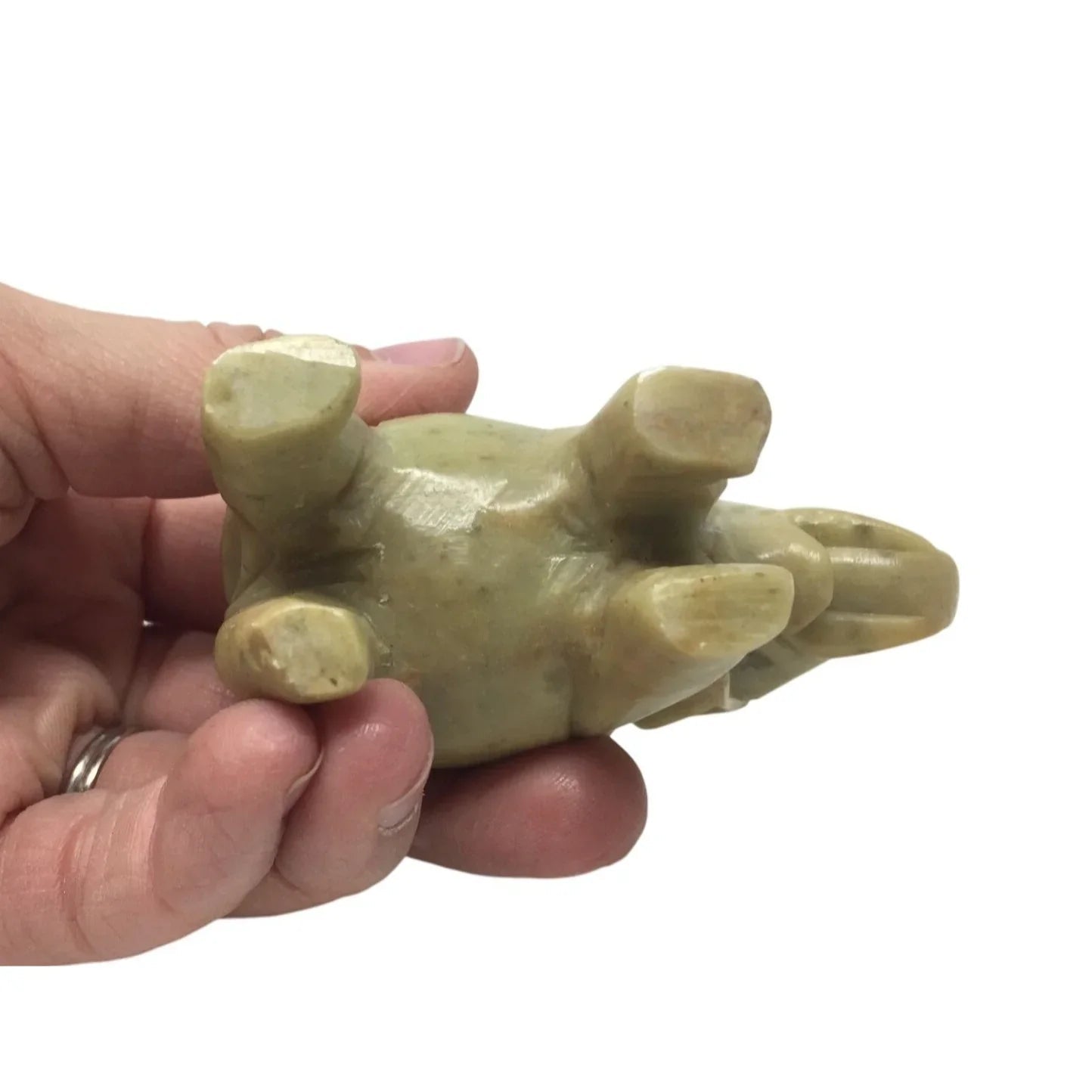 Vintage Hand Carved Miniature Elephant with its Trunk Up Figurine - A+ Stuff