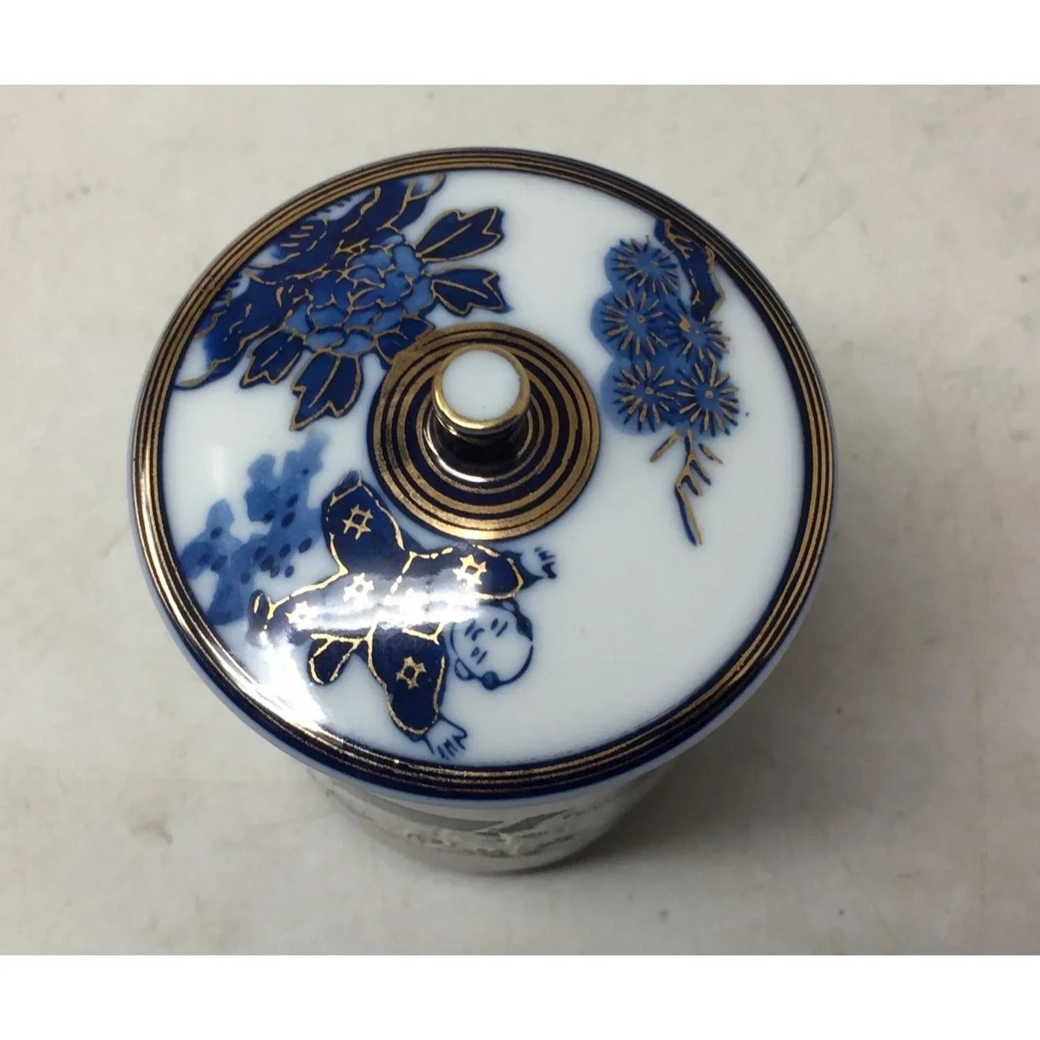 Vintage Hand Painted Blue & White Porcelain Jar/Canister with lid - A+ Stuff - Collectibles - A+ Stuff