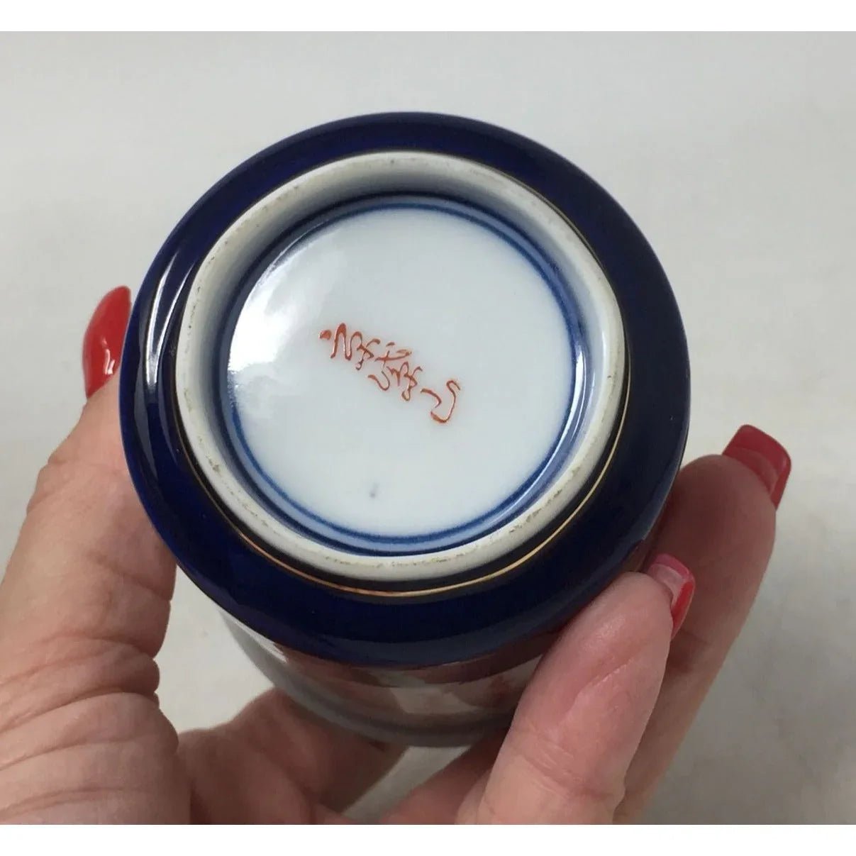 Vintage Hand Painted Blue & White Porcelain Jar/Canister with lid - A+ Stuff - Collectibles - A+ Stuff