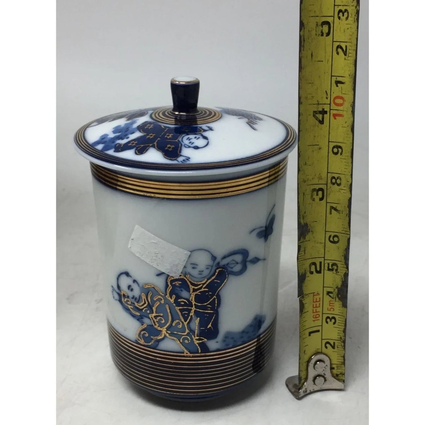 Vintage Hand Painted Blue & White Porcelain Jar/Canister with lid - A+ Stuff - Collectibles - A+ Stuff