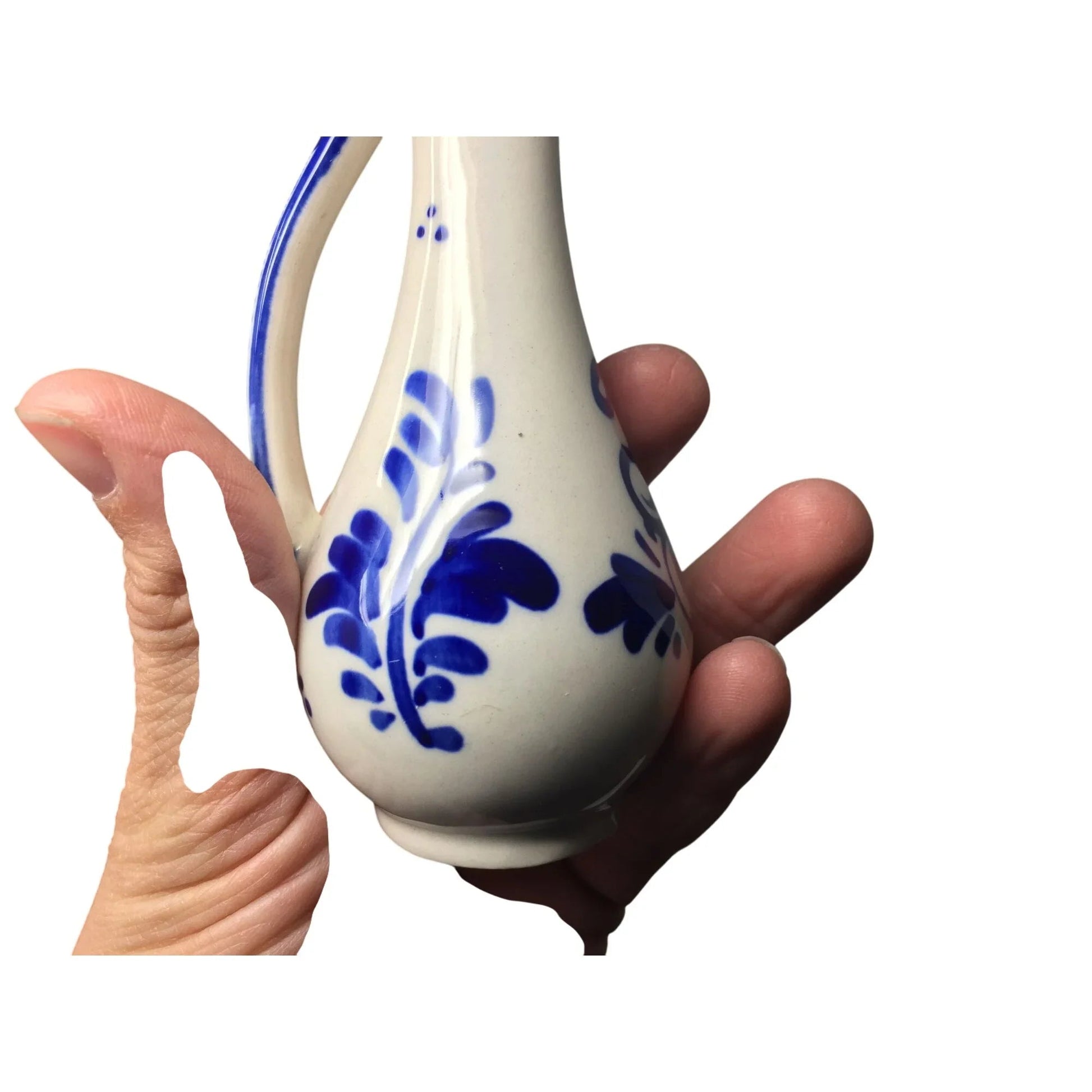 Vintage Hand Painted Delfts Blue Bud Vase with Handle - A+ Stuff - Vase or Holder - A+ Stuff
