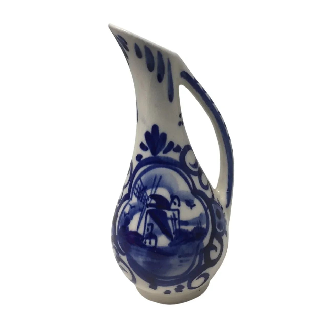 Vintage Hand Painted Delfts Blue Bud Vase with Handle - A+ Stuff - Vase or Holder - A+ Stuff