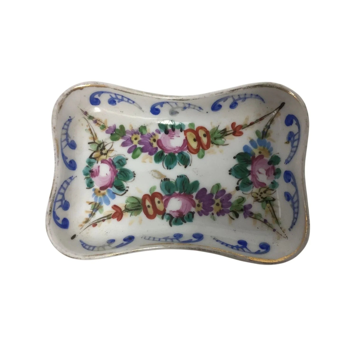Vintage Hand Painted French Porcelain/Ceramic Dish with Flowers on it - A+ Stuff - Plates - A+ Stuff