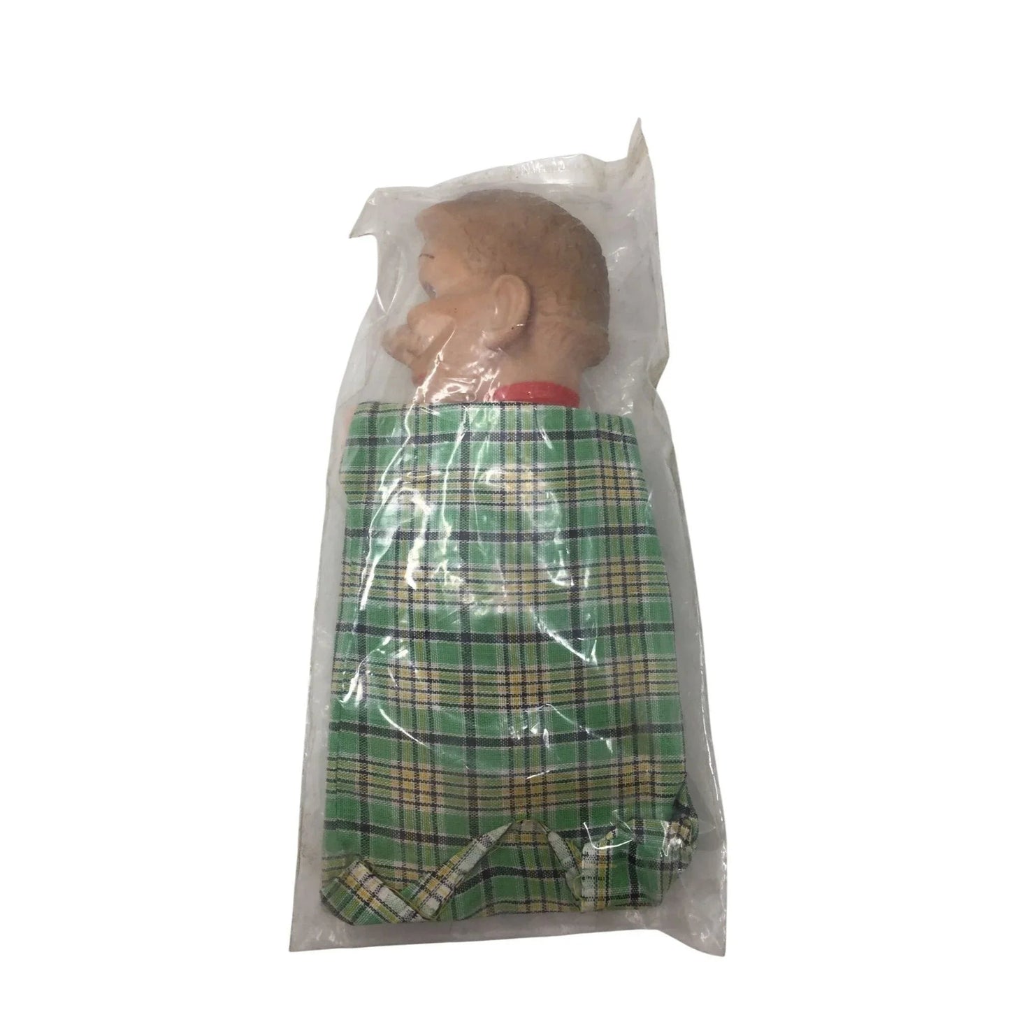 Vintage Hand Puppet - Man Wearing Green Plaid Outfit with Red Bow/tie - A+ Stuff - Puppets & Marionettes - A+ Stuff