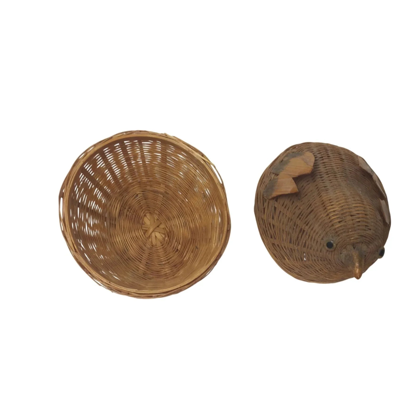 Vintage Handmade Miniature Chicken Woven Lidded Basket - A+ Stuff - Collectibles - A+ Stuff
