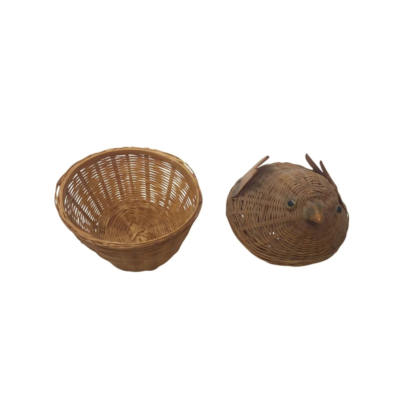 Vintage Handmade Miniature Chicken Woven Lidded Basket - A+ Stuff - Collectibles - A+ Stuff