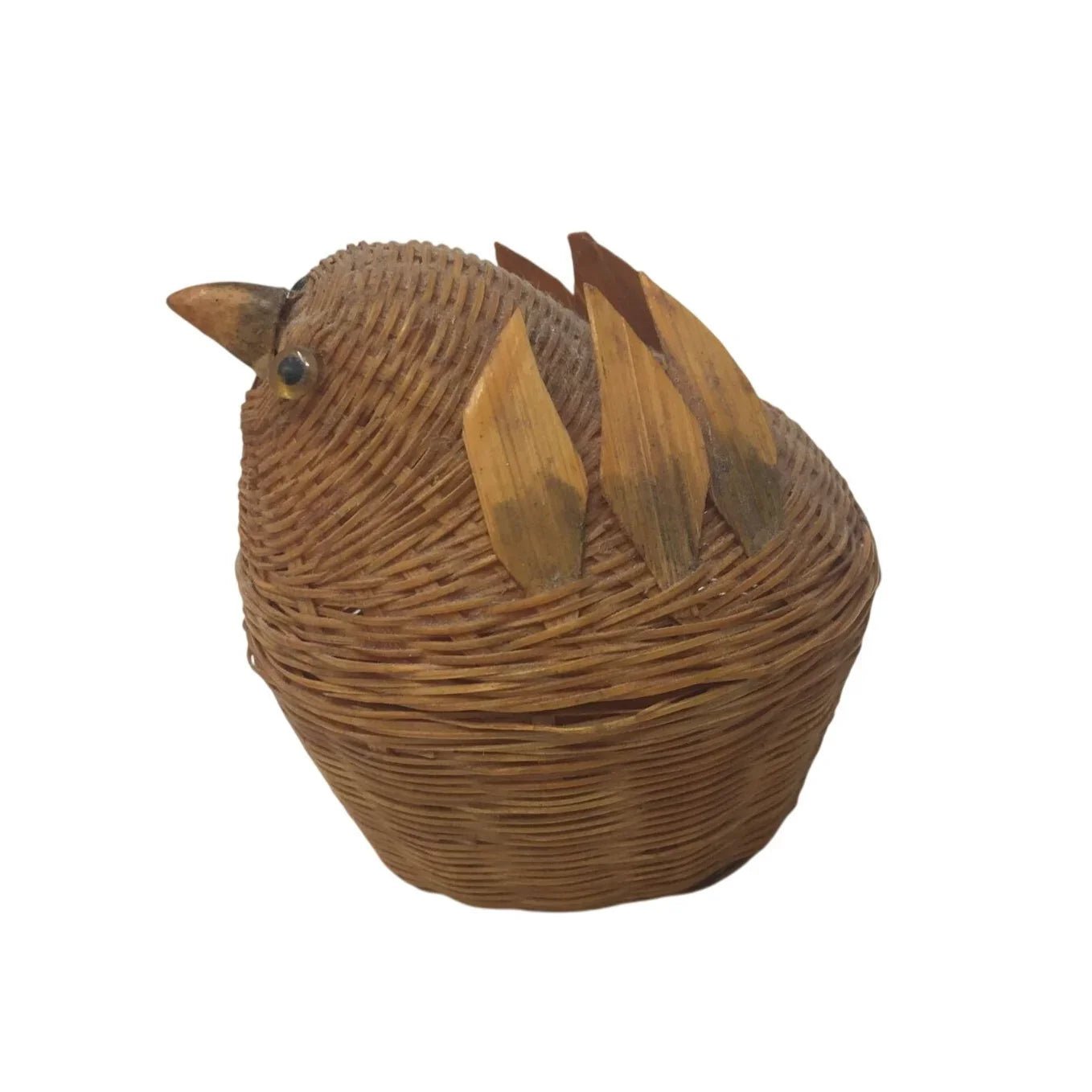 Vintage Handmade Miniature Chicken Woven Lidded Basket - A+ Stuff - Collectibles - A+ Stuff