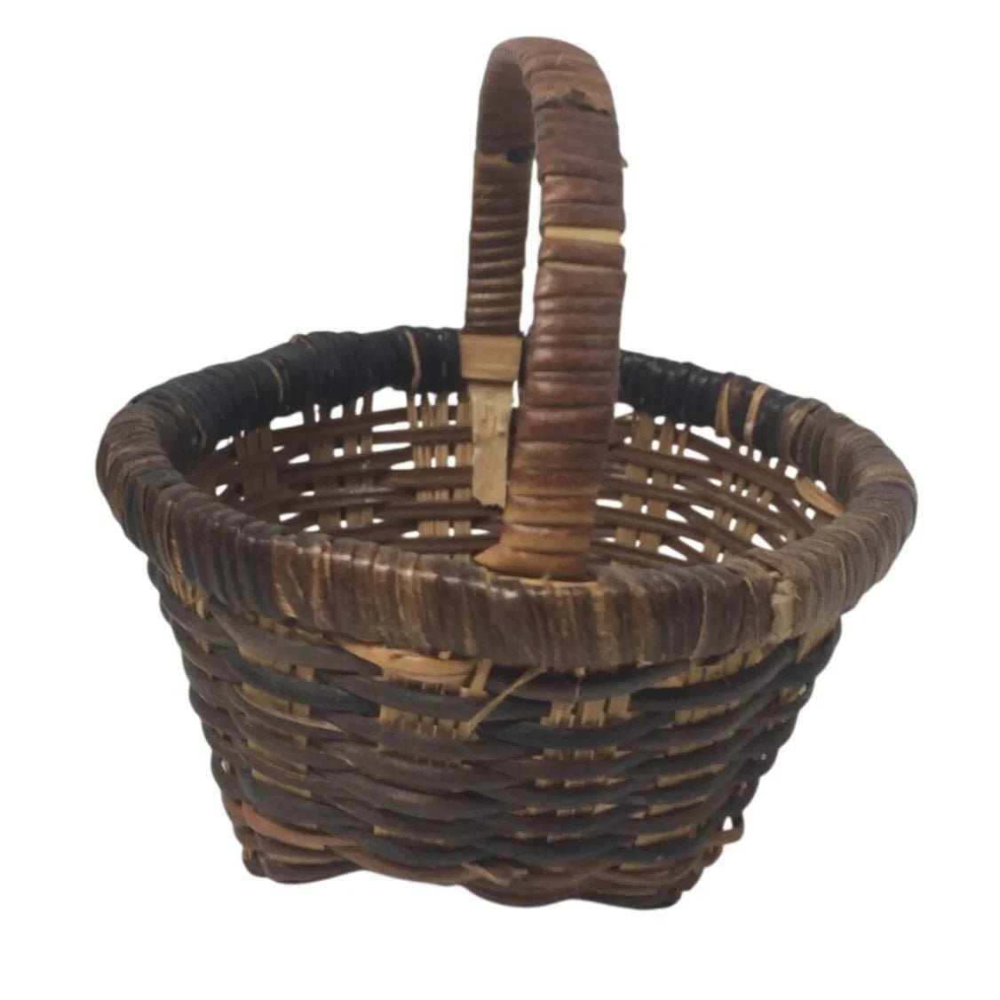 Vintage Handmade Miniature Woven Wicker Basket with handle - A+ Stuff - Collectibles - A+ Stuff
