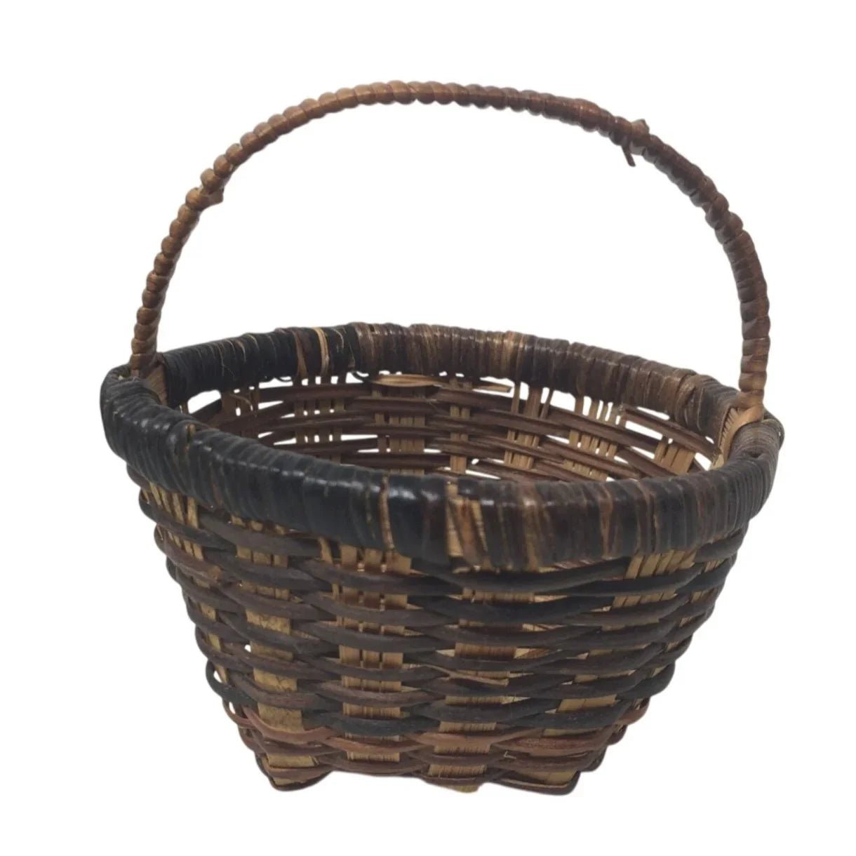 Vintage Handmade Miniature Woven Wicker Basket with handle - A+ Stuff - Collectibles - A+ Stuff