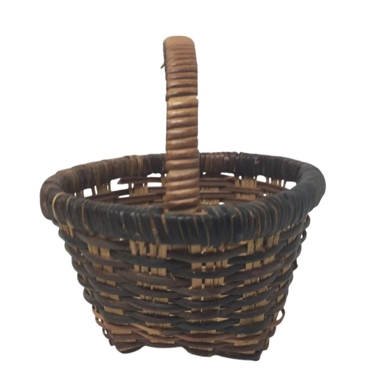 Vintage Handmade Miniature Woven Wicker Basket with handle - A+ Stuff - Collectibles - A+ Stuff