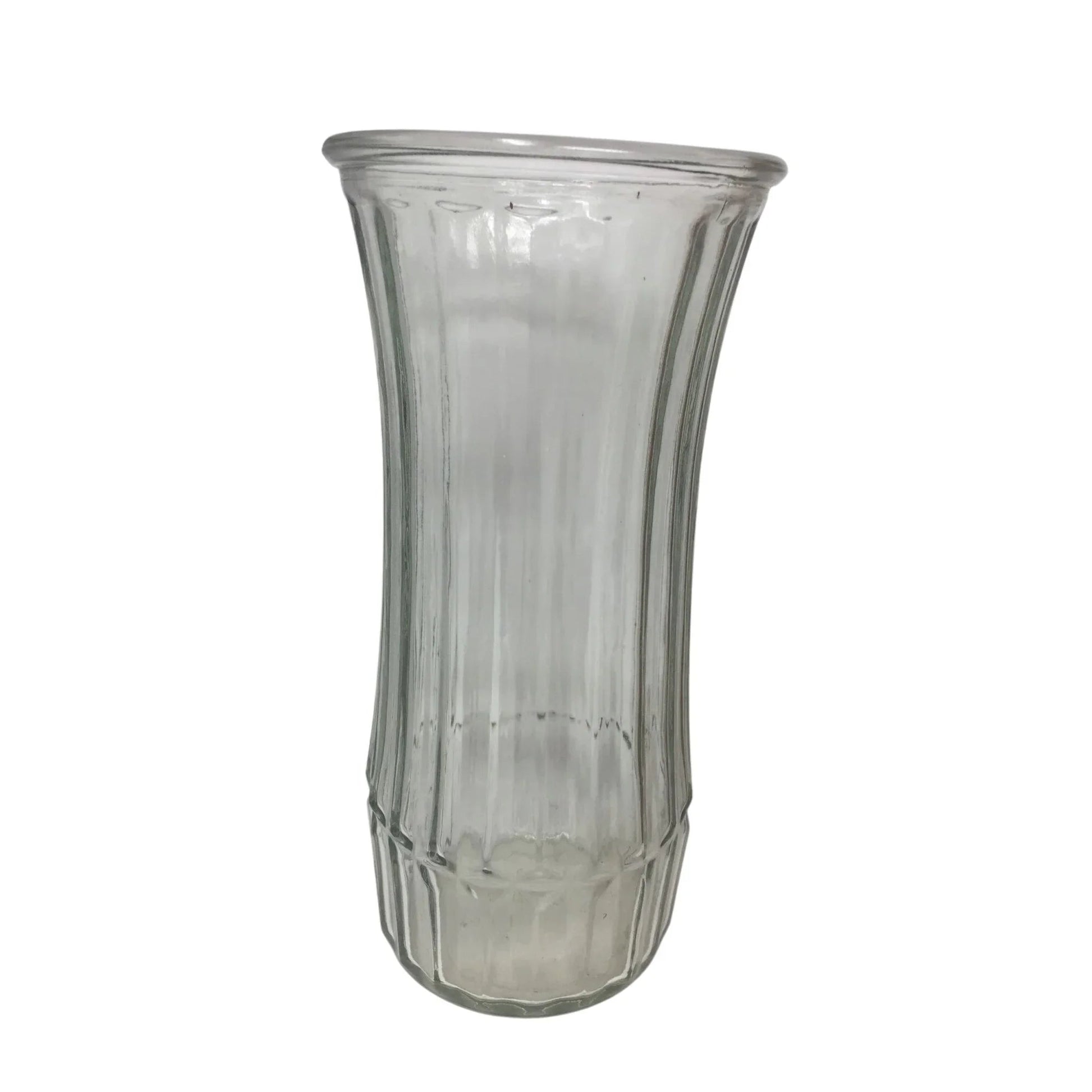 Vintage Hoosier Round Clear Glass Ribbed Flower Vase - hoosier - Vase or Holder - A+ Stuff