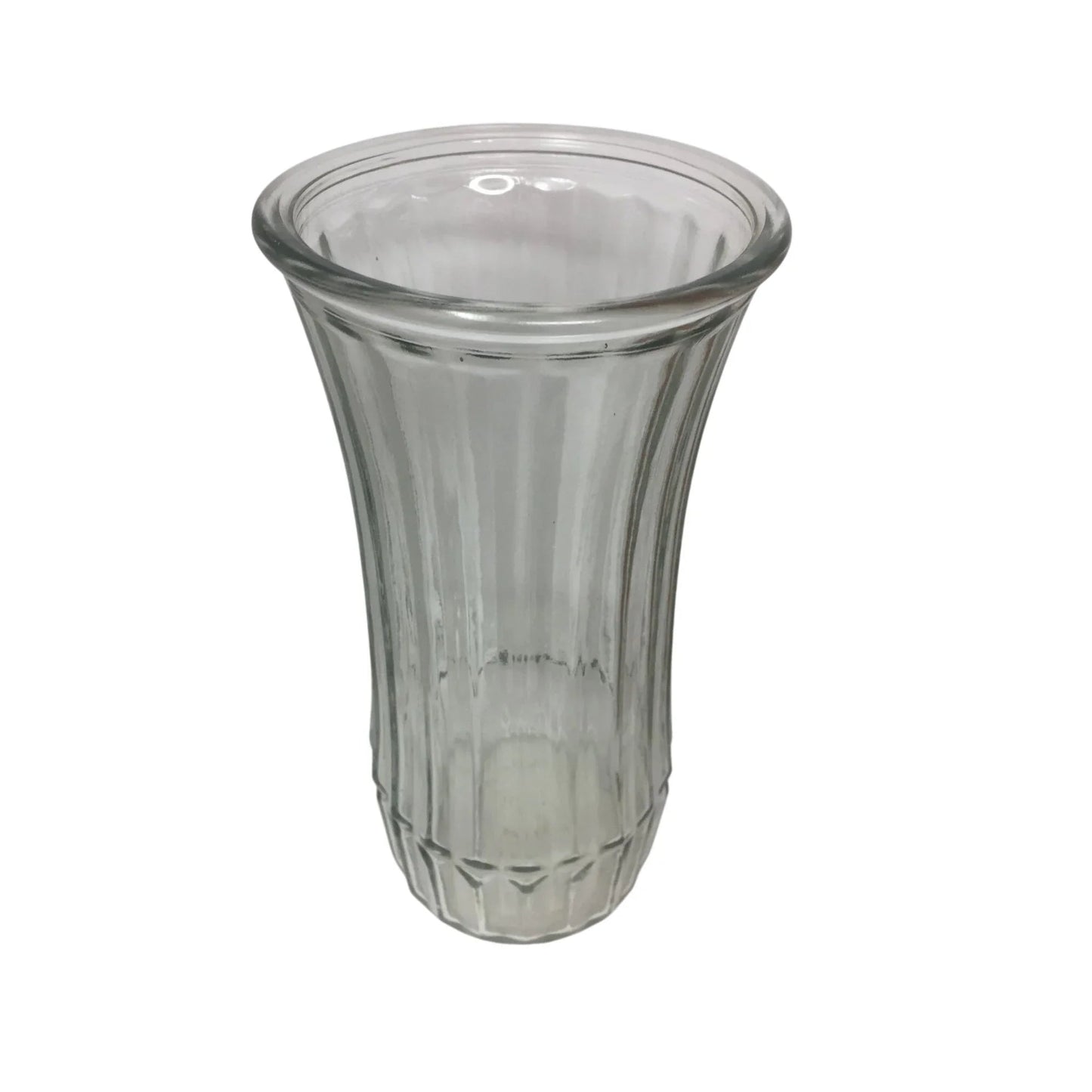 Vintage Hoosier Round Clear Glass Ribbed Flower Vase - hoosier - Vase or Holder - A+ Stuff