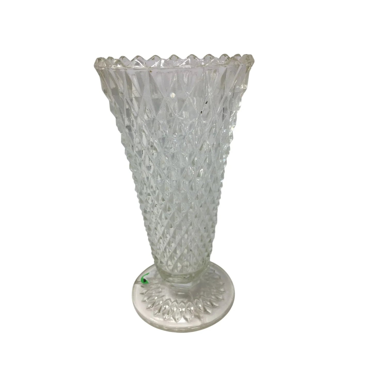 Vintage Indiana Glass Diamond Point Clear Glass Vase with Marbles Inside - indiana glass - Vase or Holder - A+ Stuff