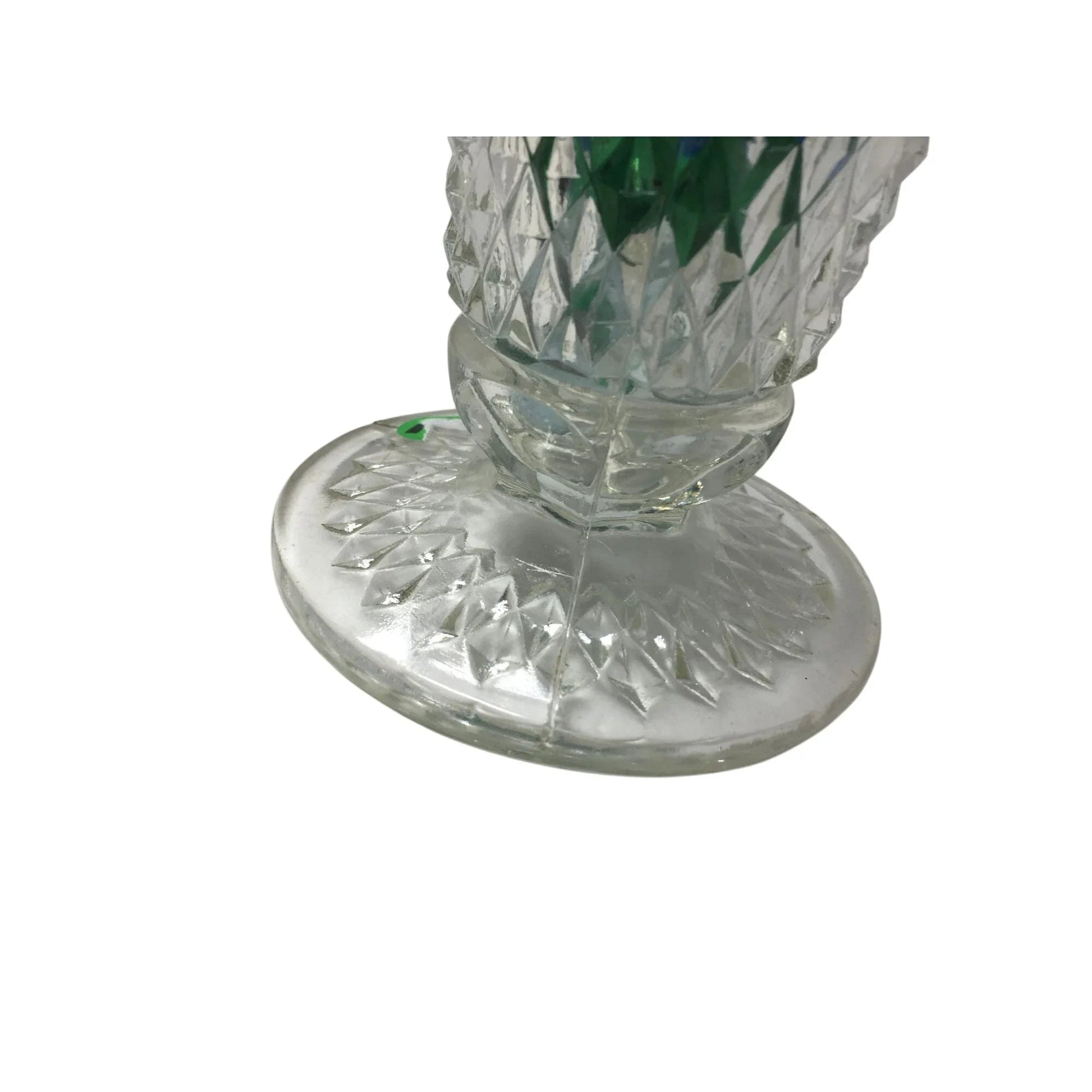 Vintage Indiana Glass Diamond Point Clear Glass Vase with Marbles Inside - indiana glass - Vase or Holder - A+ Stuff