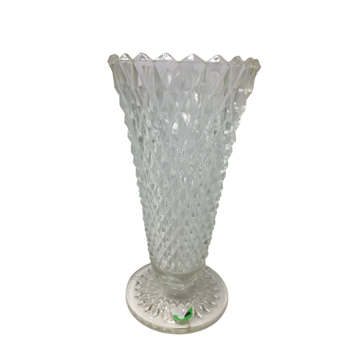 Vintage Indiana Glass Diamond Point Clear Glass Vase with Marbles Inside - indiana glass - Vase or Holder - A+ Stuff
