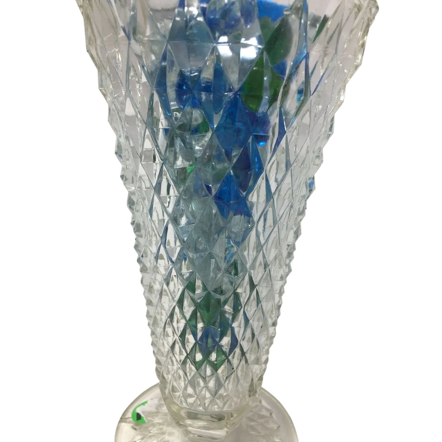Vintage Indiana Glass Diamond Point Clear Glass Vase with Marbles Inside - indiana glass - Vase or Holder - A+ Stuff