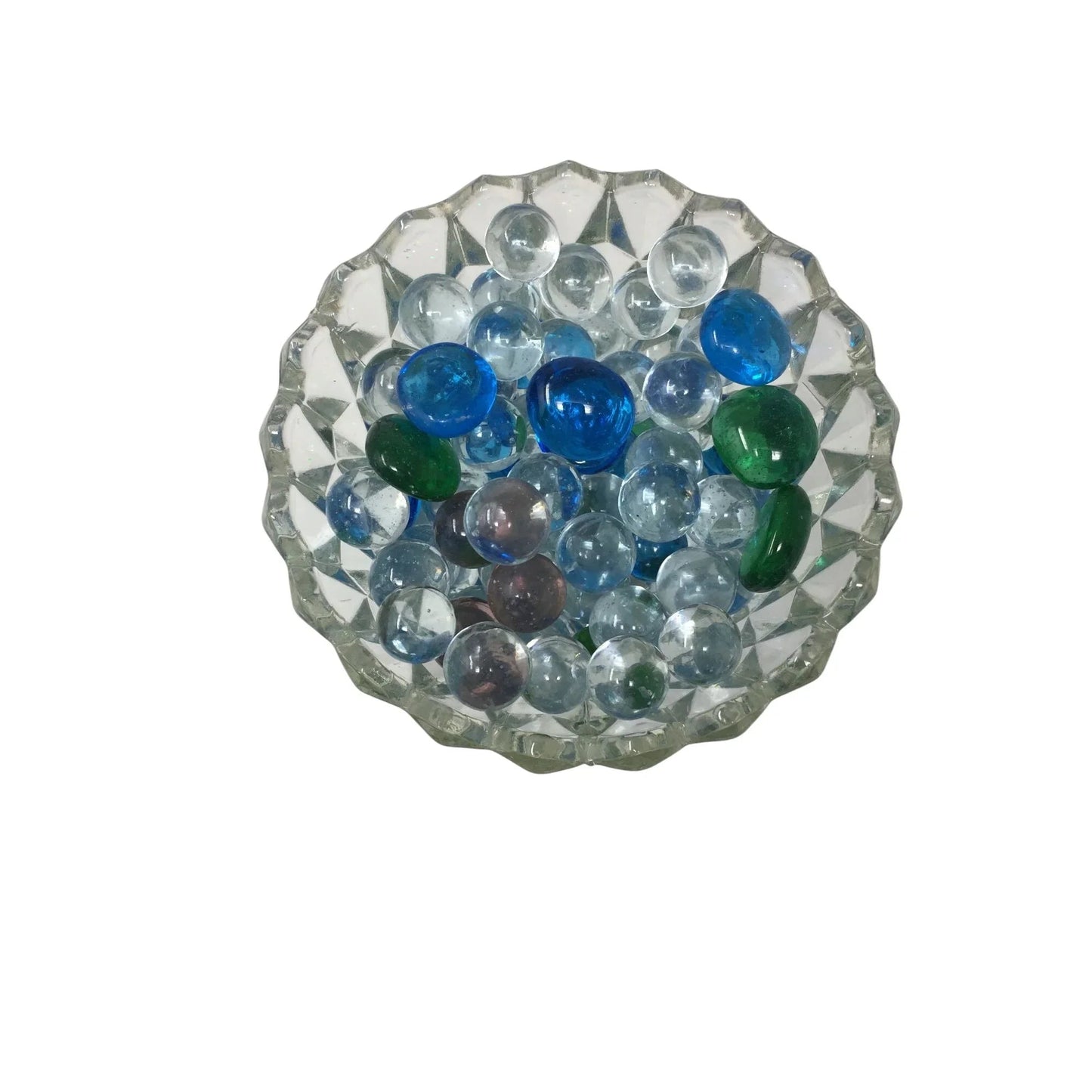 Vintage Indiana Glass Diamond Point Clear Glass Vase with Marbles Inside - indiana glass - Vase or Holder - A+ Stuff