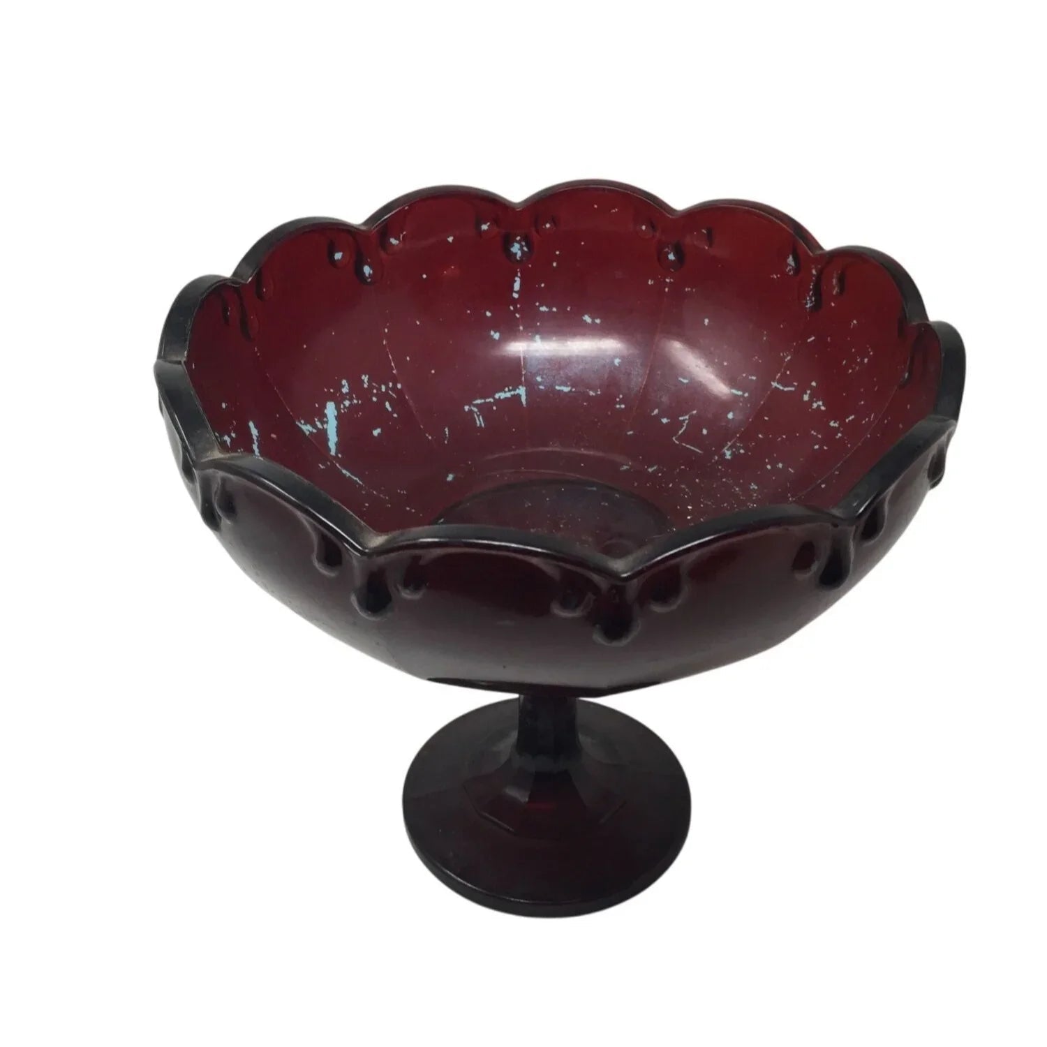 Vintage Indiana Glass Tear Drop Dark Red Bowl w/ Pedestal - Indiana glass - Bowls - A+ Stuff