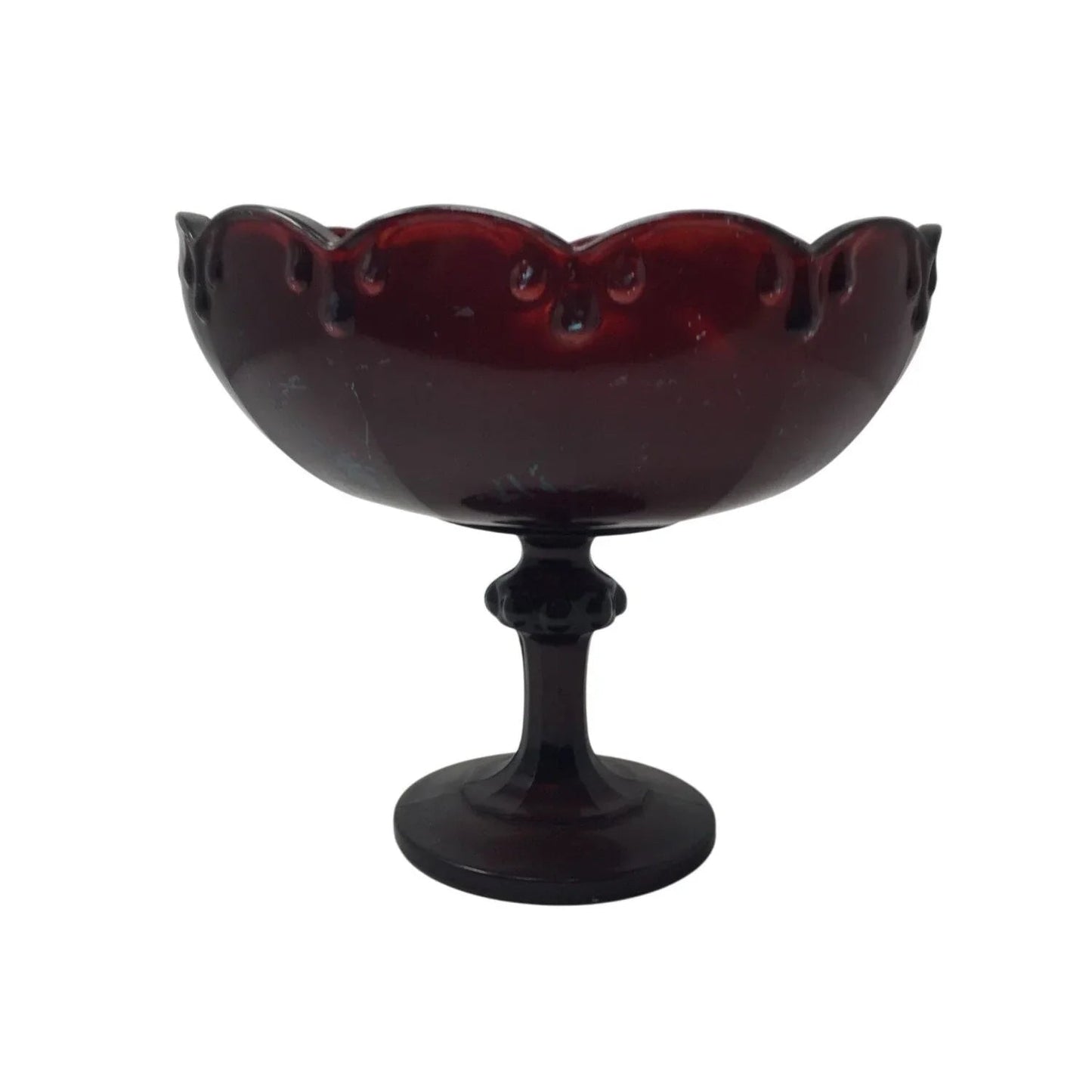 Vintage Indiana Glass Tear Drop Dark Red Bowl w/ Pedestal - Indiana glass - Bowls - A+ Stuff