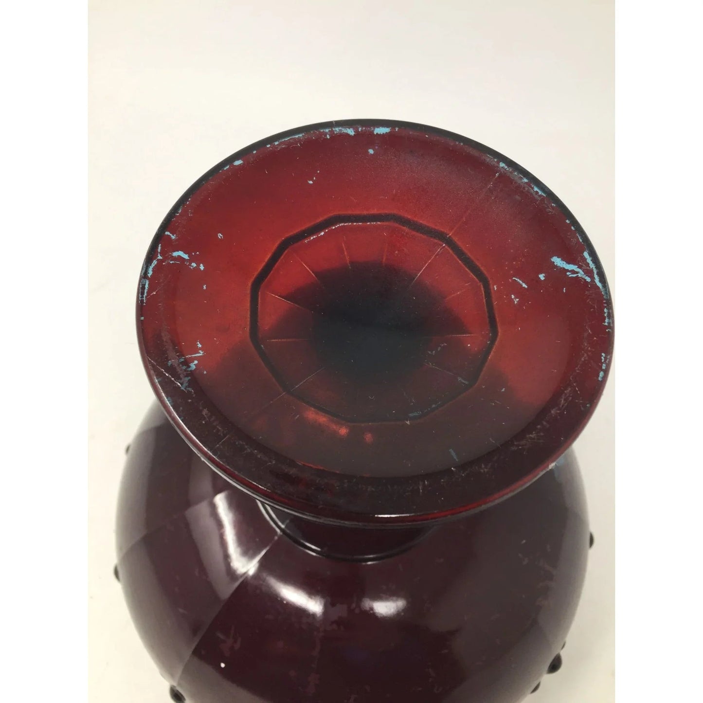 Vintage Indiana Glass Tear Drop Dark Red Bowl w/ Pedestal - Indiana glass - Bowls - A+ Stuff