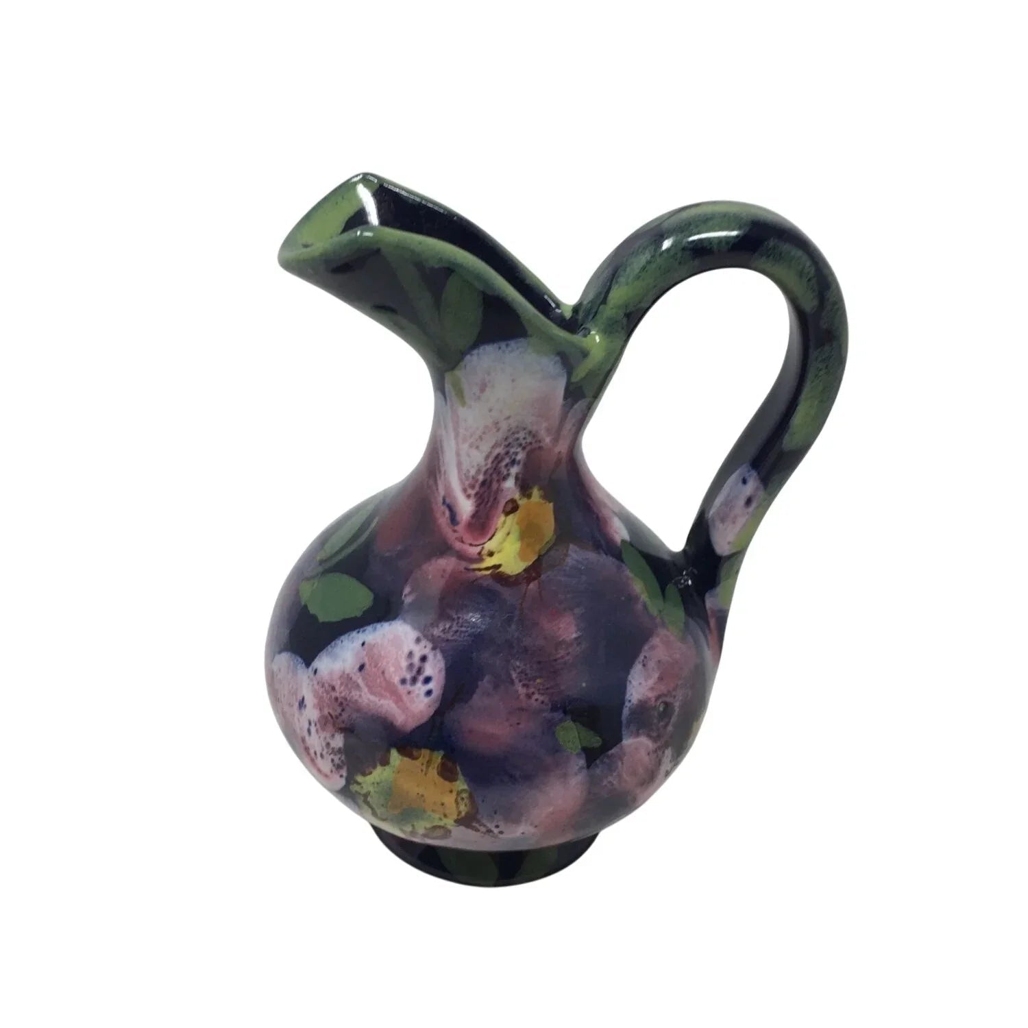 Vintage Italian Mini Purple Pitcher/Bud Vase with Flowers on it and Handle - A+ Stuff - Vase or Holder - A+ Stuff