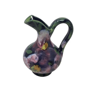 Vintage Italian Mini Purple Pitcher/Bud Vase with Flowers on it and Handle