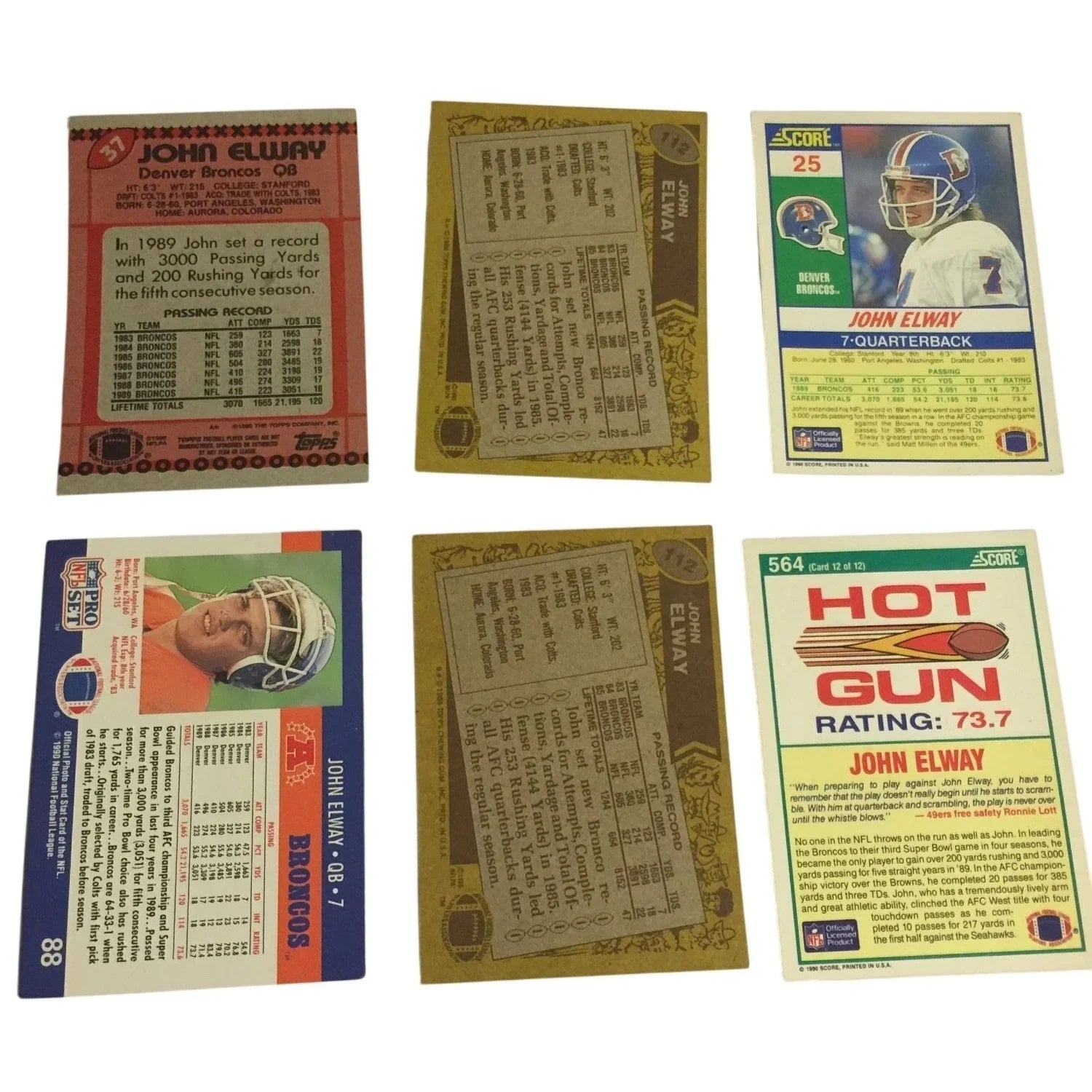 Vintage John Elway Broncos Collectible Football Cards (6) - A+ Stuff - Collectible Trading Cards - A+ Stuff