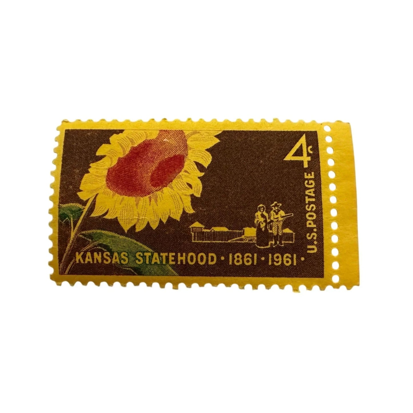 Vintage Kansas Statehood 1861 1961 4 Cent US Postage stamp - A+ Stuff - Stamp - A+ Stuff
