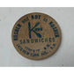 Vintage Kay's Sandwiches Wooden Nickel Good For One Cup of Coffee - A+ Stuff - Collectible Coins & Currency - A+ Stuff