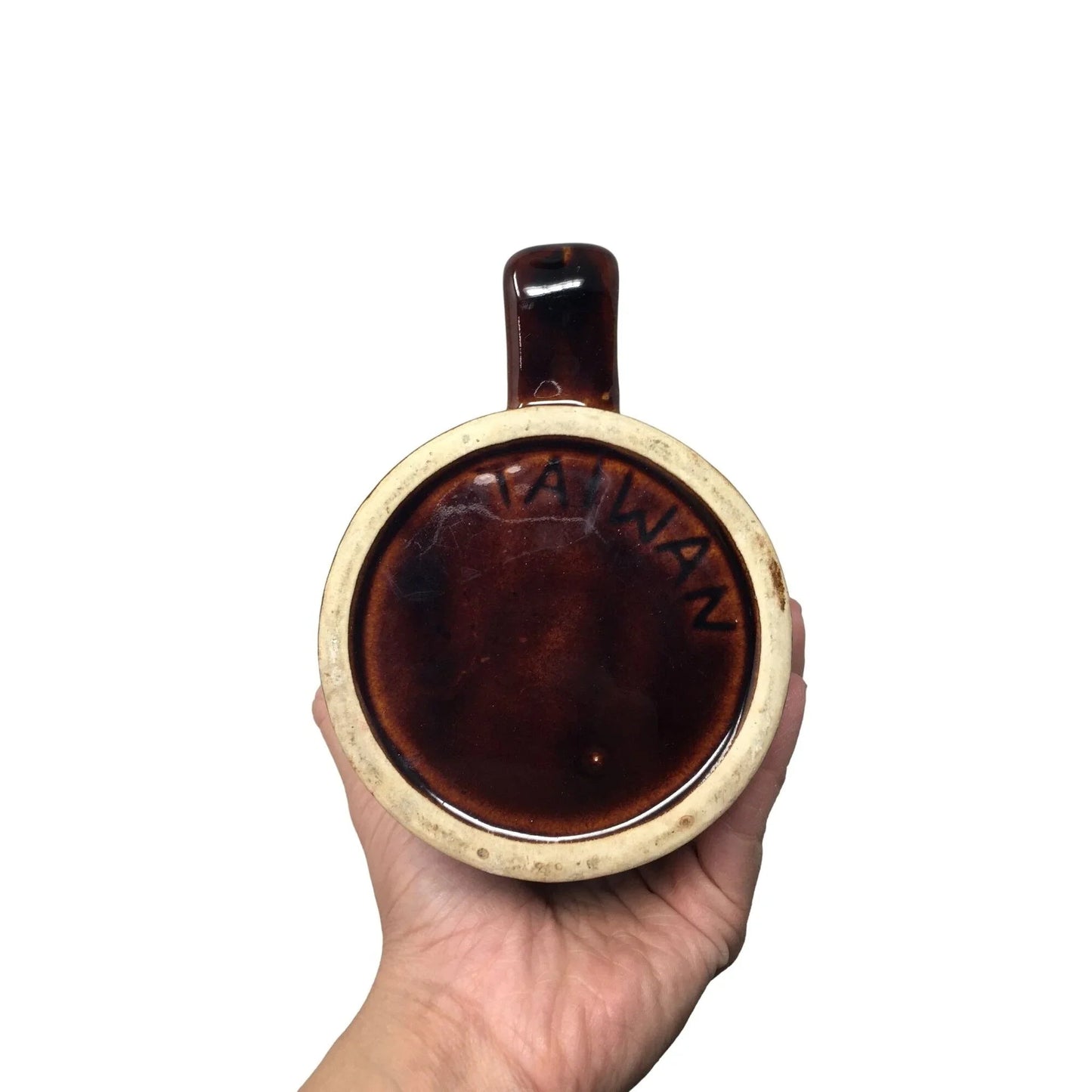 Vintage Large Brown Drip Glaze Barrel Shaped Beer Mug - A+ Stuff - Mugs - A+ Stuff