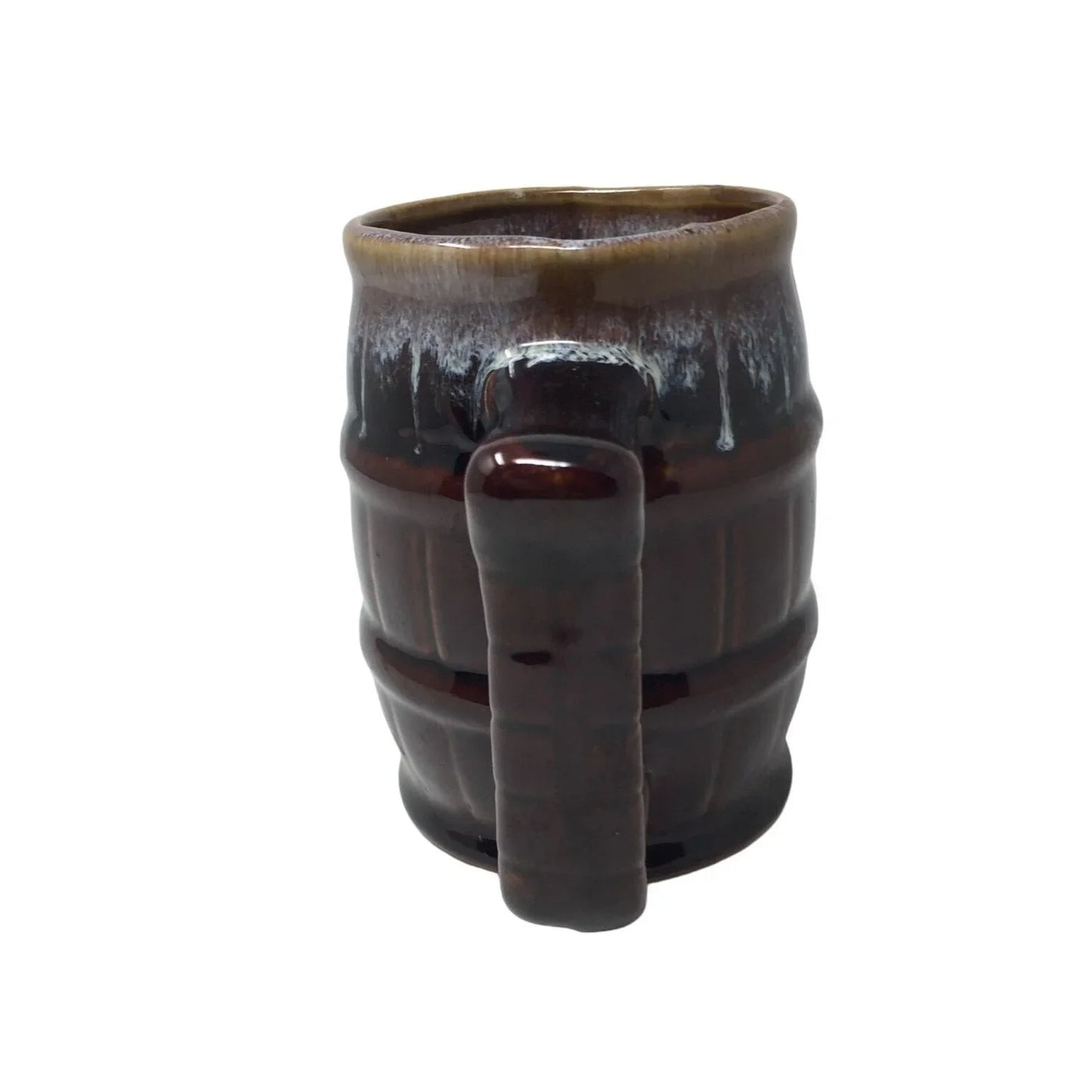 Vintage Large Brown Drip Glaze Barrel Shaped Beer Mug - A+ Stuff - Mugs - A+ Stuff