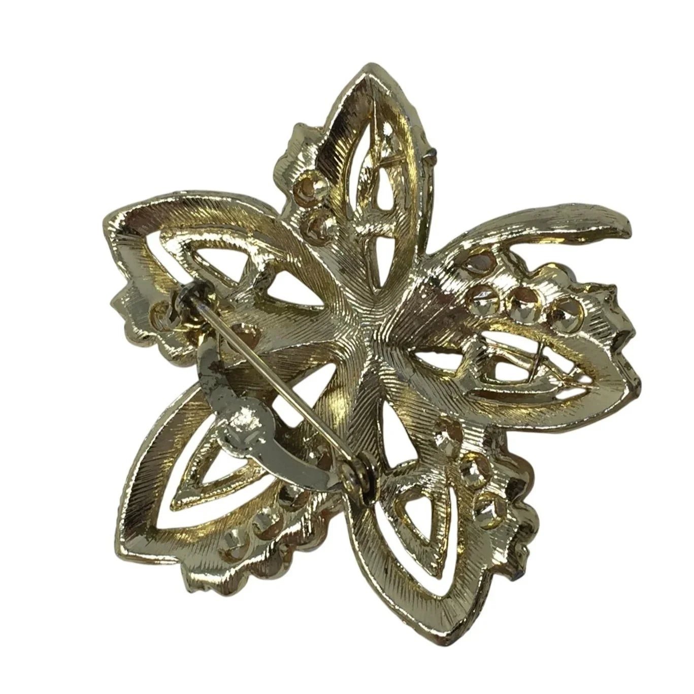 Vintage Large Trifari Gold Tone Flower Brooch Pin - A+ Stuff - pin - A+ Stuff