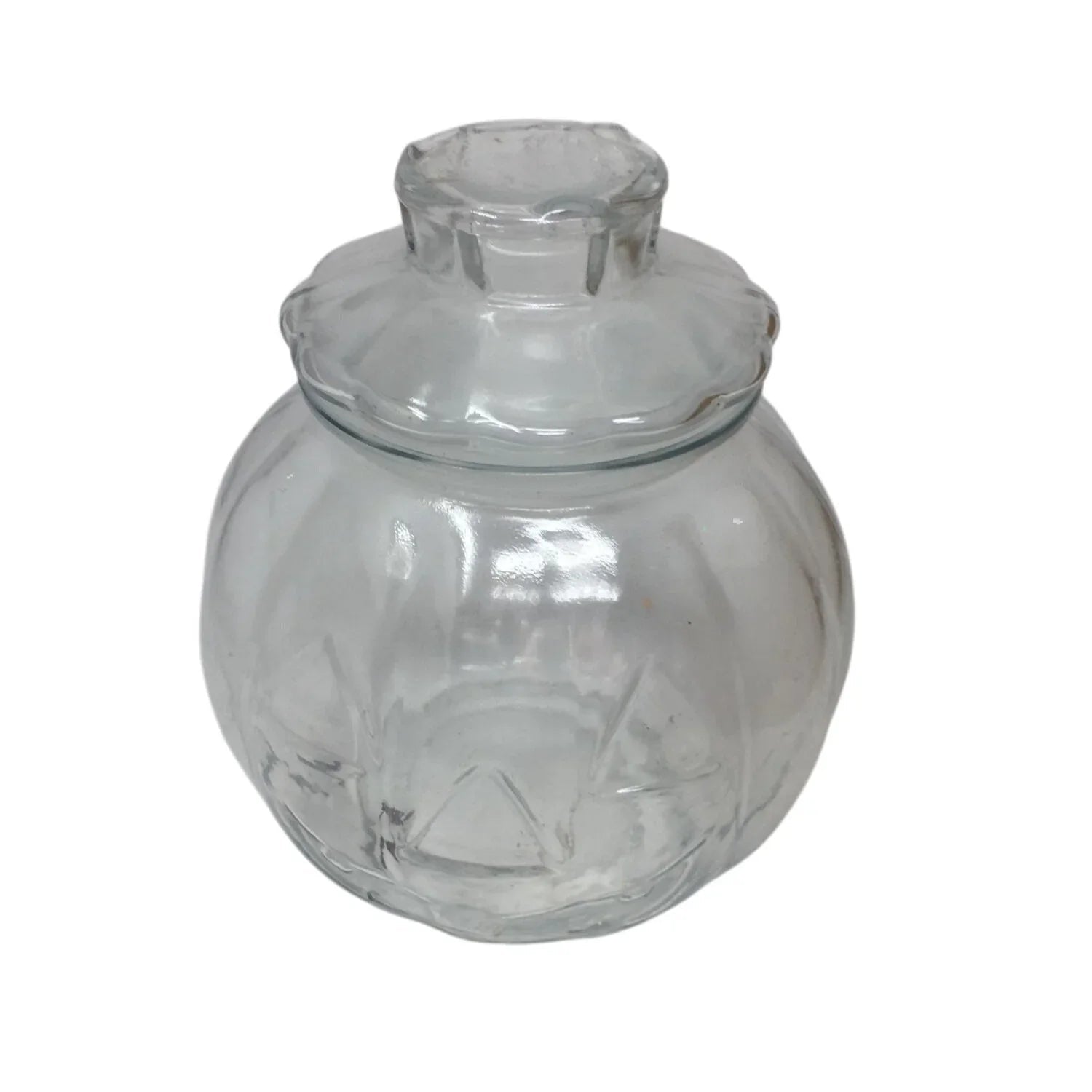 Vintage Libbey Clear Glass Halloween Jack - O - Lantern Pumpkin Jar - libbey - Halloween decor - A+ Stuff