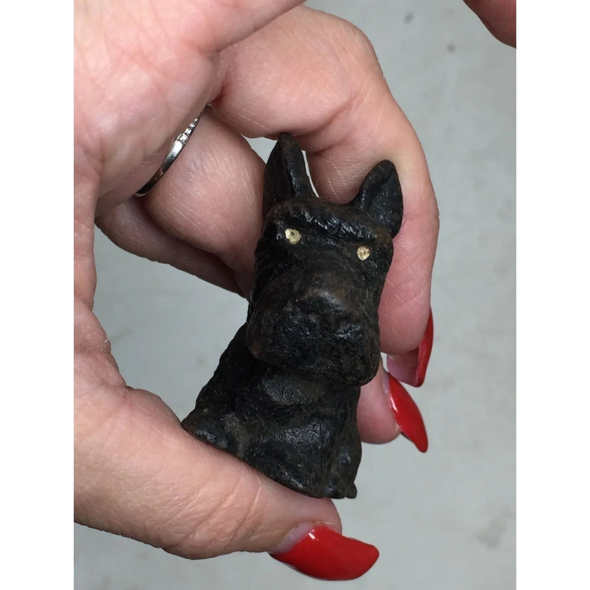 Vintage Miniature 2'' Black Cast Iron Scottish Terrier Scotty Dog Figurine - A+ Stuff - Figurines - A+ Stuff