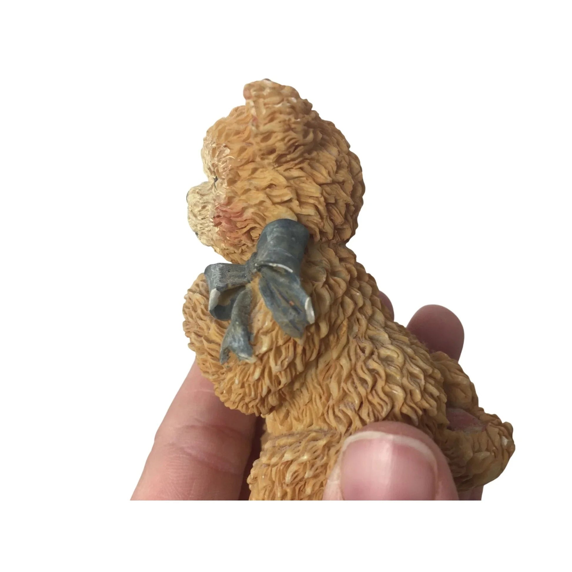 Vintage Miniature Brown Bear Wearing A Bow Around Its Neck Figurine - A+ Stuff - Figurines - A+ Stuff